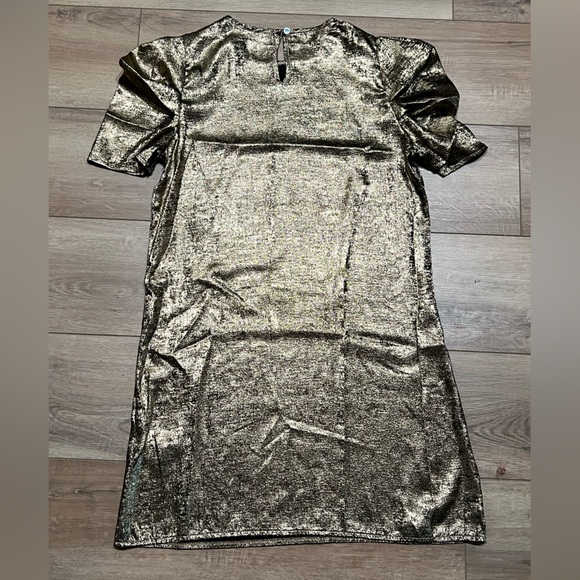 SHEIN Golden Shimmer Dress New Never Worn Small 4 - Picture 2 of 3